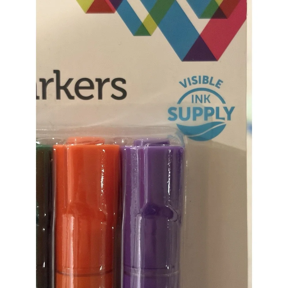 Office Depot Permanent Markers chisel tip clear barrel pack of 6 NEW Free Ship